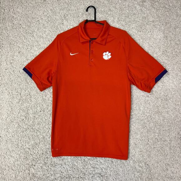 Clemson University Tigers Polo Shirt Mens Medium Orange College NCAA Nike - Picture 1 of 9